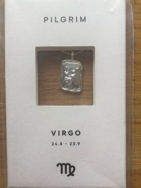 New Virgo necklace 20" chain made of 75% recycled materials  silver color